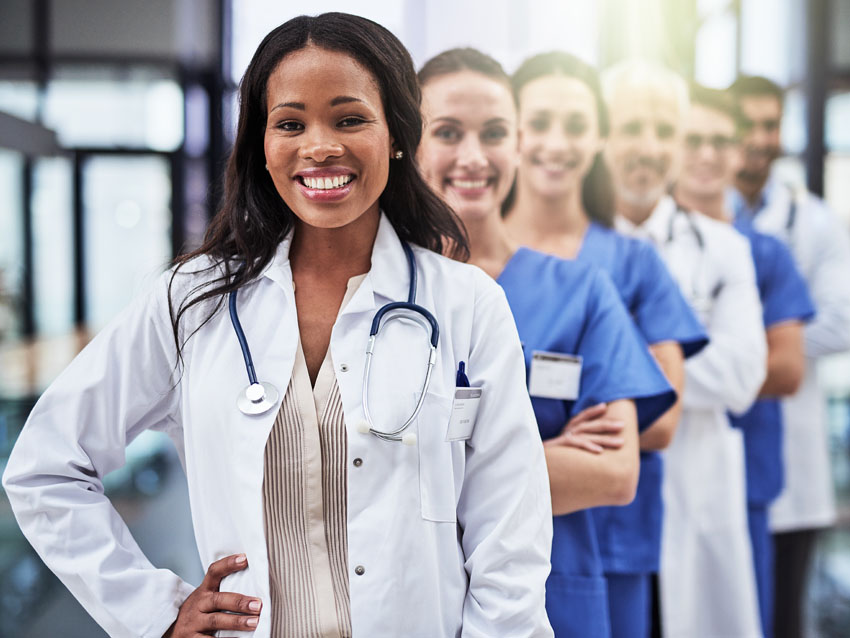 A line of doctors and nurses representing your choices of healthcare providers